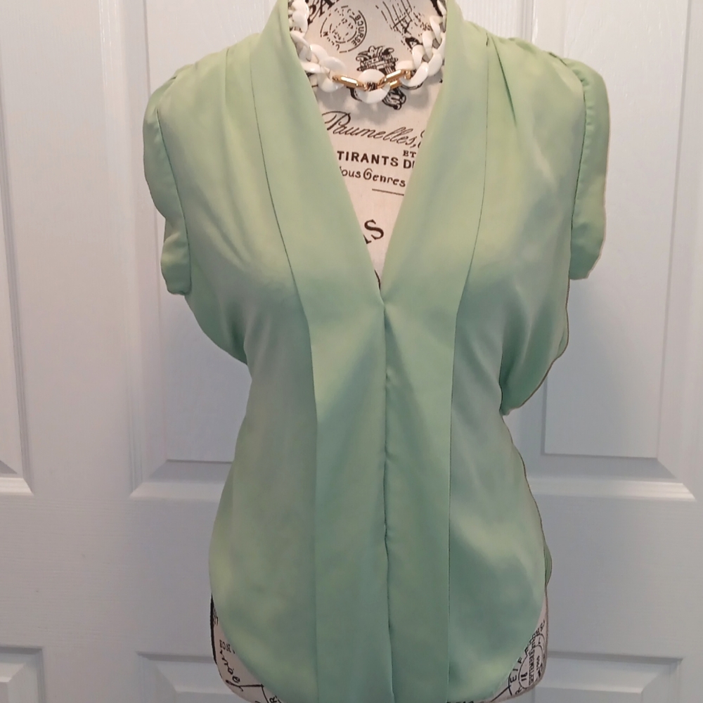 Green semi sheer blouse
